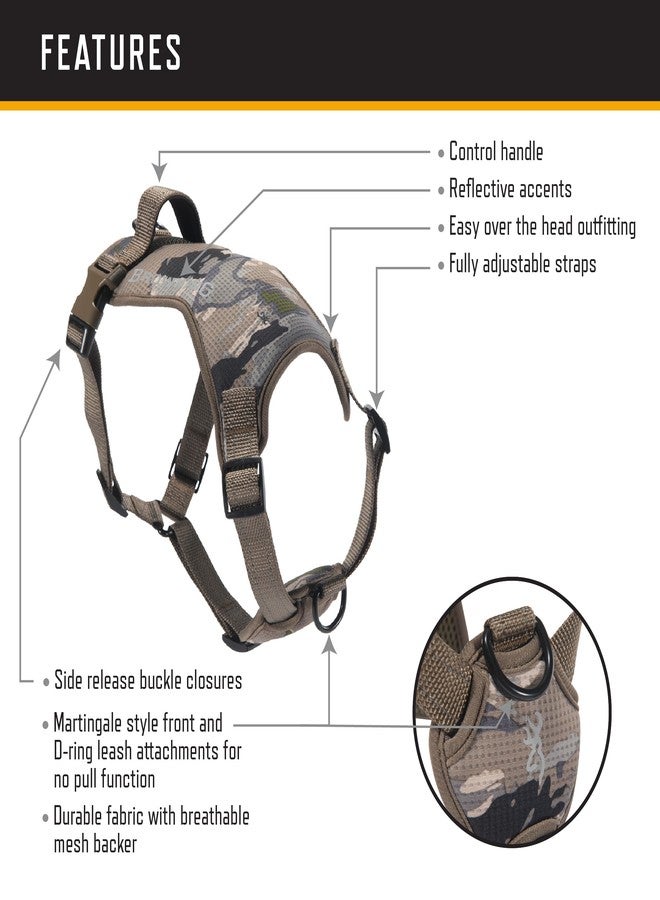 Browning Camo Dog Harness, No Pull Adjustable Reflective Pet Walking Vest, Ovix Camo, X-Large - Image 2